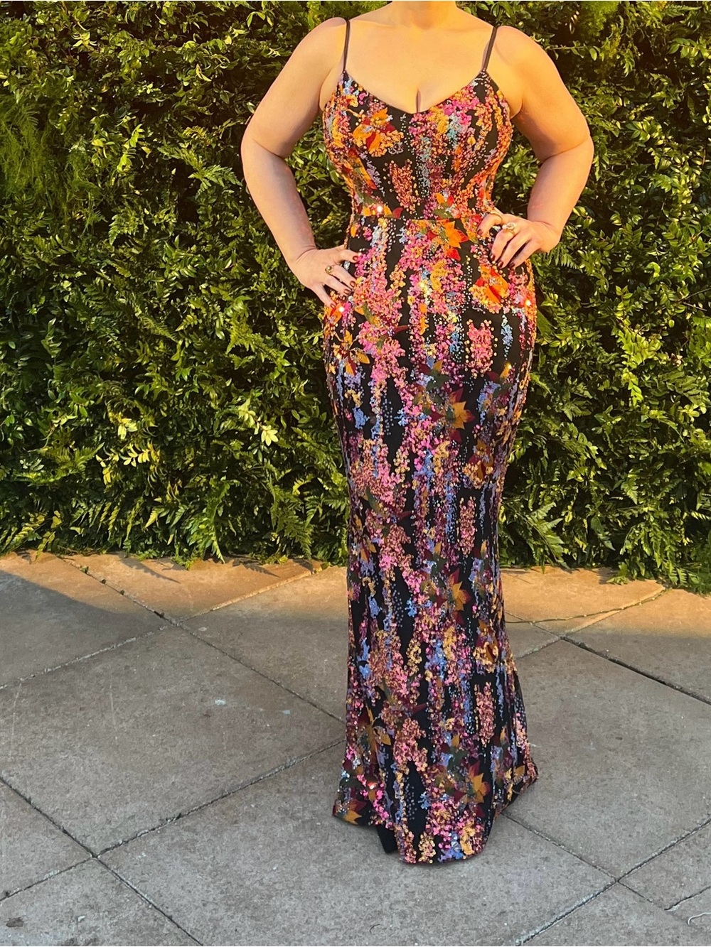 Dress the Population Black Multi Sequin Floral Maxi Dress